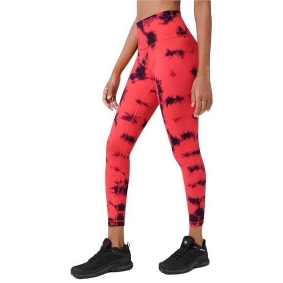 Lululemon Wunder Train High-Rise Tight 25" *WashTie Dye Carnation Red Size 4 - Picture 3 of 12